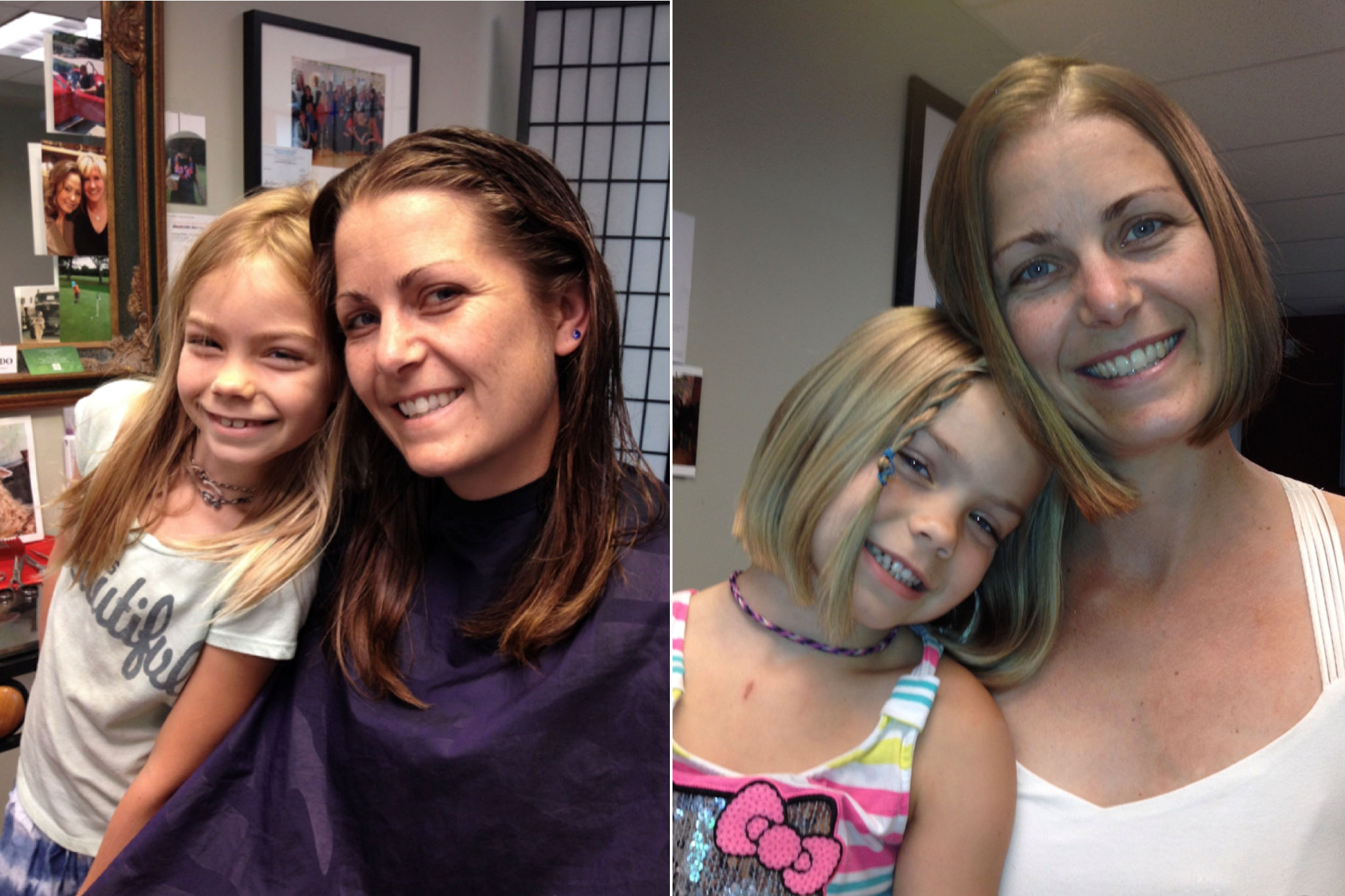 Before/After photo of an actual client at Shoreline Organic Hair Salon.